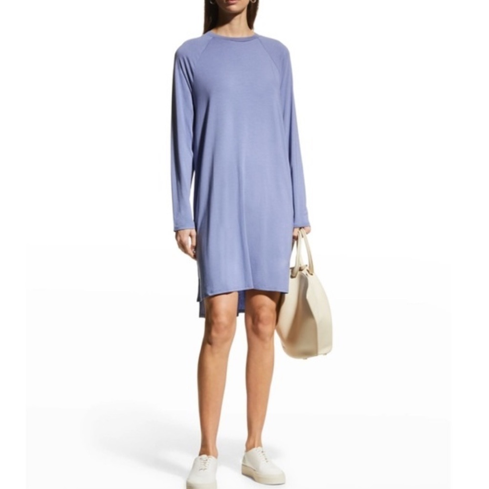 Eileen Fisher Hydra Crewneck Dress In Periwinkle Blue NWT Size XS